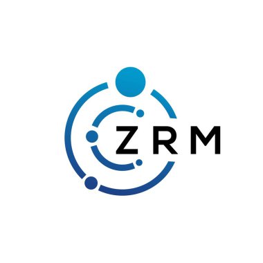 Beyaz arka planda ZRM harfli teknoloji logosu tasarımı. ZRM yaratıcı baş harfleri IT logosu konsepti. ZRM harf tasarımı.
