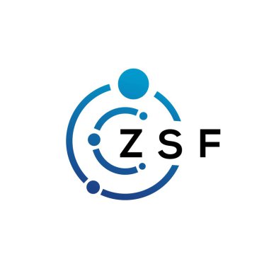 Beyaz arka planda ZSF harfli teknoloji logosu tasarımı. ZSF yaratıcı baş harfleri IT logosu konsepti. ZSF harf tasarımı.
