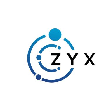 Beyaz arka planda ZYX harfli teknoloji logosu tasarımı. ZYX yaratıcı baş harfleri IT logosu konsepti. ZYX harf tasarımı.