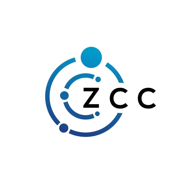 Технологічний Дизайн Логотипу Zcc Білому Тлі Творчі Ініціали Zcc Концепція — стоковий вектор
