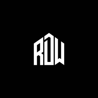 Siyah arka planda ROW harfi logo tasarımı. ROW yaratıcı harflerin baş harfleri logo kavramı. Satır harf tasarımı.