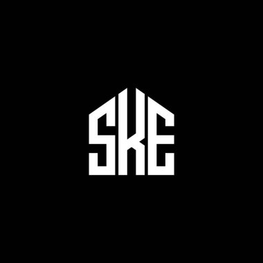 Siyah arkaplanda SKE harfi logo tasarımı. SKE yaratıcı harflerin baş harfleri logo kavramı. SKE harf tasarımı.