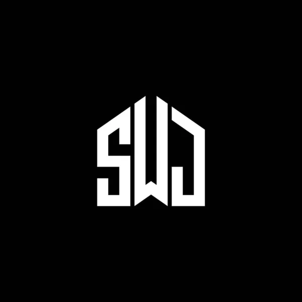 Diseño Del Logotipo Letra Swj Sobre Fondo Negro Swj Iniciales — Vector de stock