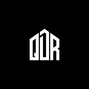 Siyah arka planda QDR harfi logo tasarımı. QDR yaratıcı harflerin baş harfleri logo kavramı. QDR harf tasarımı.