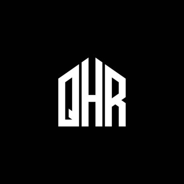 Siyah arka planda QHR harf logosu tasarımı. QHR yaratıcı harflerin baş harfleri logo kavramı. QHR harf tasarımı.