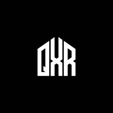 Siyah arkaplanda QXR harf logosu tasarımı. QXR yaratıcı harflerin baş harfleri logo kavramı. QXR harf tasarımı.