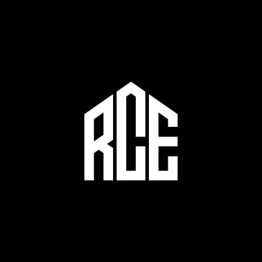 Siyah arka planda RCE harf logosu tasarımı. RCE yaratıcı harflerin baş harfleri logo kavramı. RCE harf tasarımı.