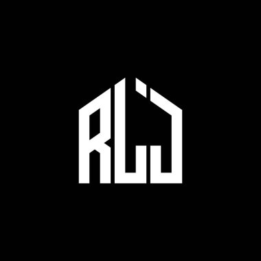 Siyah arka planda RLJ harf logosu tasarımı. RLJ yaratıcı harflerin baş harfleri logo konsepti. RLJ harf tasarımı.