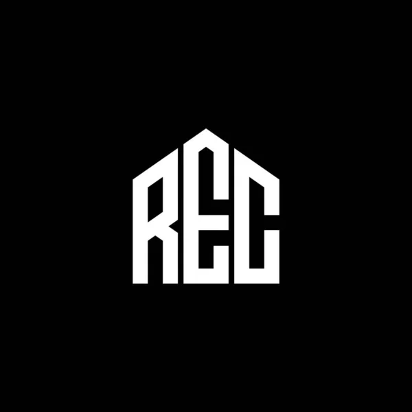 Logo Lettera Rec Disegno Sfondo Nero Concetto Logo Lettera Iniziali — Vettoriale Stock