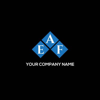 Siyah arka planda EAF harf logosu tasarımı. EAF yaratıcı harflerin baş harfleri logo kavramı. EAF harf tasarımı.