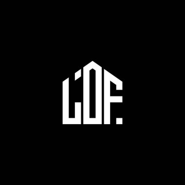 LOF harf logosu tasarımı siyah arkaplanda. LOF yaratıcı harflerin baş harfleri logo kavramı. LOF harf tasarımı.