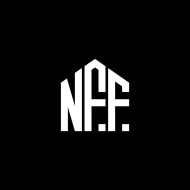 Siyah arka planda NFF harf logosu tasarımı. NFF yaratıcı harflerin baş harfleri logo kavramı. NFF harf tasarımı.