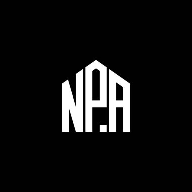Siyah arka planda NPA harf logosu tasarımı. NPA yaratıcı harflerin baş harfleri logo kavramı. NPA harf tasarımı.