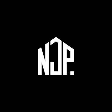 Siyah arka planda NJP harf logosu tasarımı. NJP yaratıcı harflerin baş harfleri logo kavramı. NJP harf tasarımı.