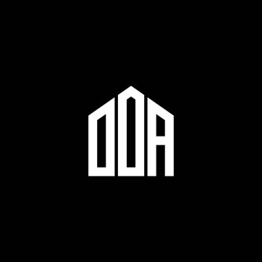 Siyah arka planda OOA harf logosu tasarımı. OOA yaratıcı harflerin baş harfleri logo kavramı. OOA harf tasarımı.