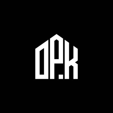Siyah arkaplanda OPK harf logosu tasarımı. OPK yaratıcı harflerin baş harfleri logo kavramı. OPK harf tasarımı.