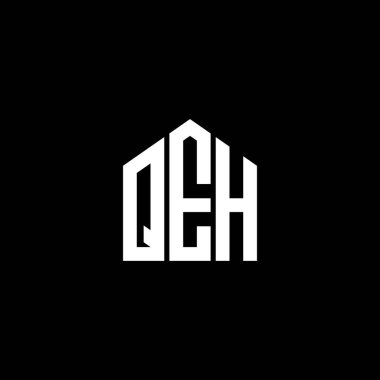 Siyah arkaplanda QEH harf logosu tasarımı. QEH yaratıcı harflerin baş harfleri logo kavramı. QEH harf tasarımı.