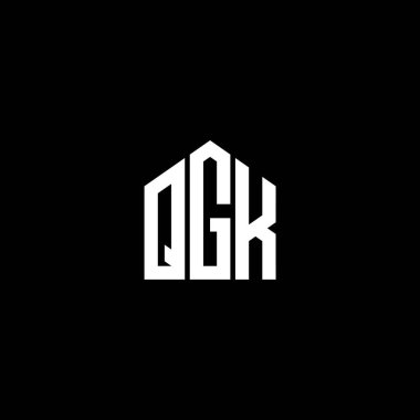 Siyah arkaplanda QGK harf logosu tasarımı. QGK yaratıcı harflerin baş harfleri logo kavramı. QGK harf tasarımı.