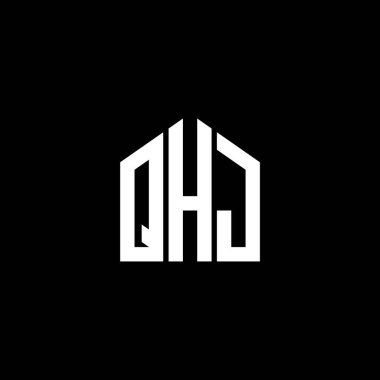 QHJ harf logo tasarımı siyah arkaplan üzerine. QHJ yaratıcı harflerin baş harfleri logo kavramı. QHJ harf tasarımı.