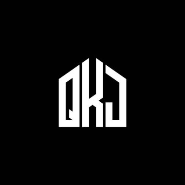 QKJ harf logo tasarımı siyah arkaplan üzerine. QKJ yaratıcı harflerin baş harfleri logo kavramı. QKJ harf tasarımı.