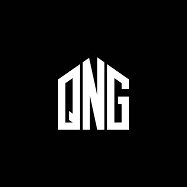 Siyah arkaplanda QNG harf logosu tasarımı. QNG yaratıcı harflerin baş harfleri logo kavramı. QNG harf tasarımı.