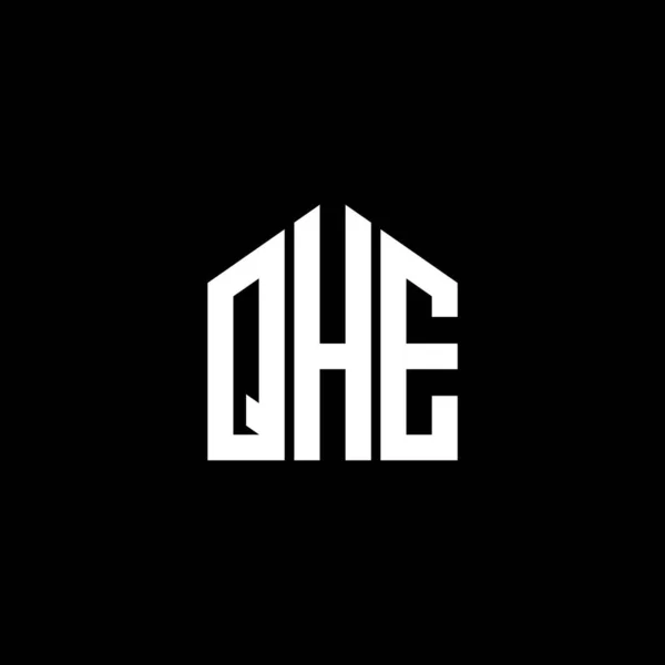 Black Arka Planında Qhe Harf Logosu Tasarımı Qhe Yaratıcı Harf — Stok Vektör