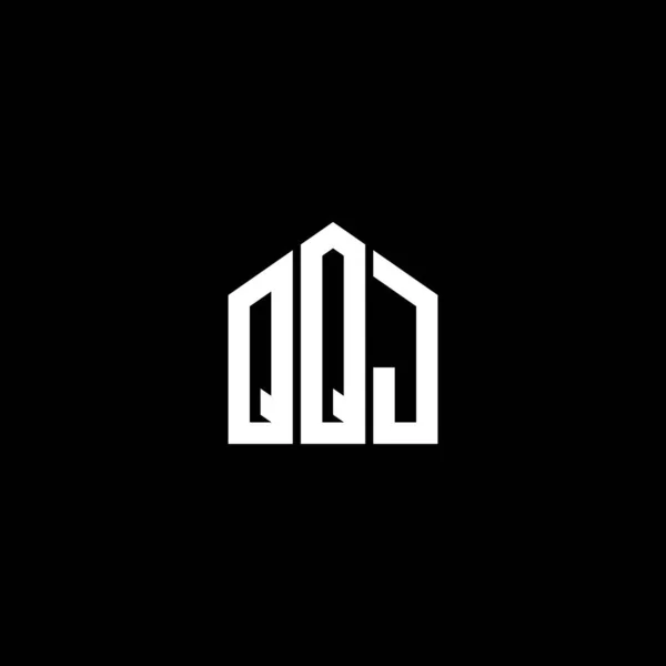 Qqj Harf Logo Tasarımı Black Arkaplanı Qqj Yaratıcı Harflerin Baş — Stok Vektör