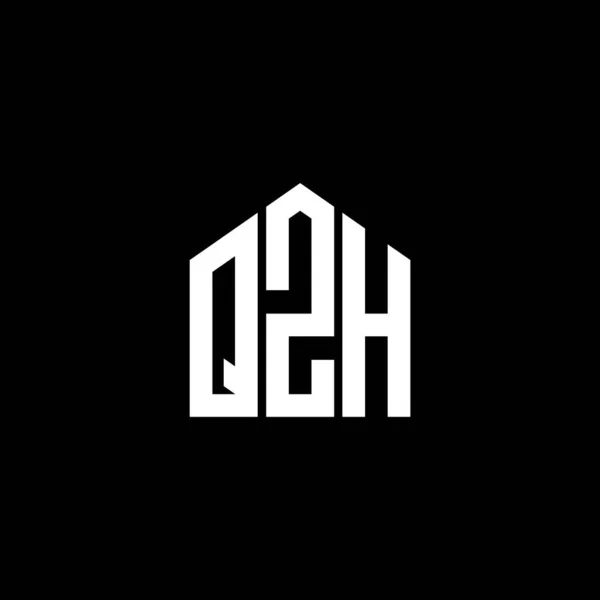 Qzh Harf Logo Tasarımı Siyah Arka Planda Qzh Yaratıcı Harflerin — Stok Vektör