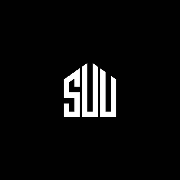 Diseño Del Logotipo Letra Suu Sobre Fondo Negro Suu Iniciales — Vector de stock