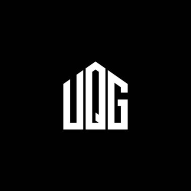 Siyah arkaplanda UQG harf logosu tasarımı. UQG yaratıcı harflerin baş harfleri logo kavramı. UQG harf tasarımı.