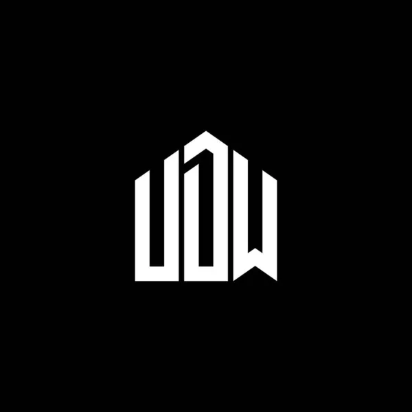 Diseño Del Logotipo Letra Udw Sobre Fondo Negro Udw Iniciales — Vector de stock