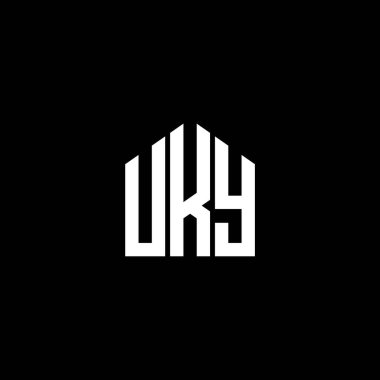 Siyah arkaplanda UKY harf logosu tasarımı. UKY yaratıcı harflerin baş harfleri logo kavramı. UKY harf tasarımı.