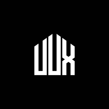 Siyah arkaplanda UUX harf logosu tasarımı. UUX yaratıcı harflerin baş harfleri logo kavramı. UUX harf tasarımı.