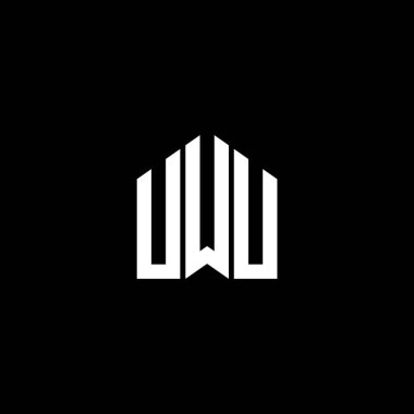 Siyah arka planda UWU harf logosu tasarımı. UWU yaratıcı harflerin baş harfleri logo kavramı. UWU harf tasarımı.