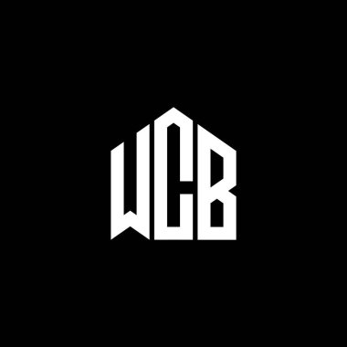 Siyah arkaplanda WCB harfi logo tasarımı. WCB yaratıcı harflerin baş harfleri logo kavramı. WCB harf tasarımı.