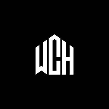 Siyah arka planda WCH harfi logo tasarımı. WCH yaratıcı harfler logosu konsepti. WCH harf tasarımı.