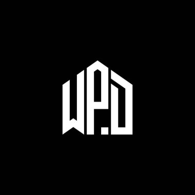 WPD 'nin siyah arka planda harf logosu tasarımı. WPD yaratıcı harfler logosu konsepti. WPD mektup tasarımı.