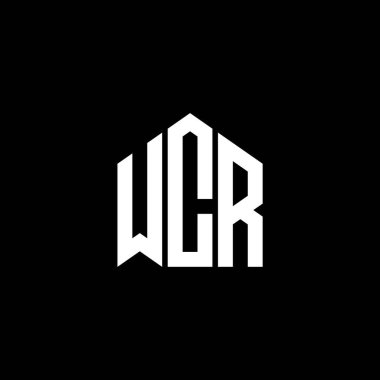 Siyah arka planda WCR harf logosu tasarımı. WCR yaratıcı harflerin baş harfleri logo kavramı. WCR harf tasarımı.