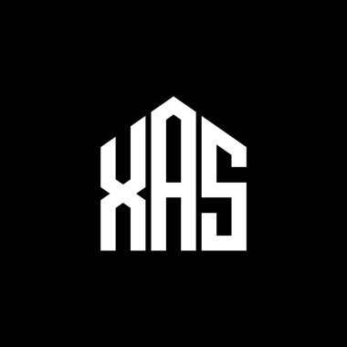 Siyah arka planda XAS harf logosu tasarımı. XAS yaratıcı harf logosu konsepti. XAS harf tasarımı.