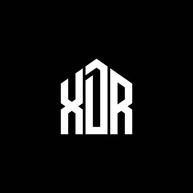 Siyah arka planda XDR harfi logo tasarımı. XDR yaratıcı harflerin baş harfleri logo kavramı. XDR harf tasarımı.