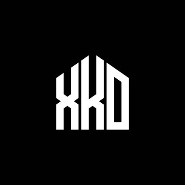 Siyah arka planda XKO harf logosu tasarımı. XKO yaratıcı harf logosu konsepti. XKO harf tasarımı.