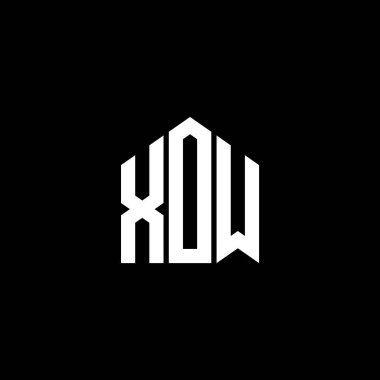 Siyah arka planda XOW harf logosu tasarımı. XOW yaratıcı harflerin baş harfleri logo kavramı. XOW harf tasarımı.