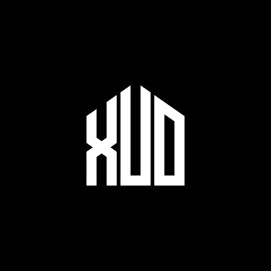 Siyah arka planda XUO harfi logo tasarımı. XUO yaratıcı harf logosu konsepti. XUO harf tasarımı.