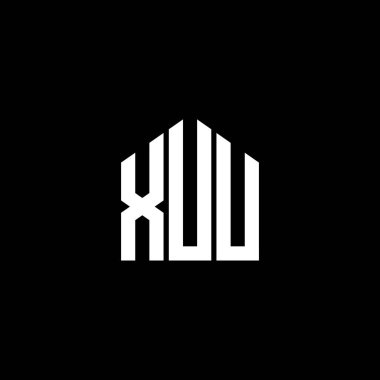 Siyah arka planda XUU harf logosu tasarımı. XUU yaratıcı harf logosu konsepti. XUU harf tasarımı.