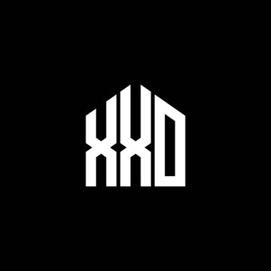 Siyah arka planda XXO harf logosu tasarımı. XXO yaratıcı harflerin baş harfleri logo kavramı. XXO harf tasarımı.