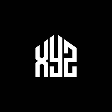 Siyah arkaplanda XYZ harf logosu tasarımı. XYZ yaratıcı harf logosu konsepti. XYZ harf tasarımı.