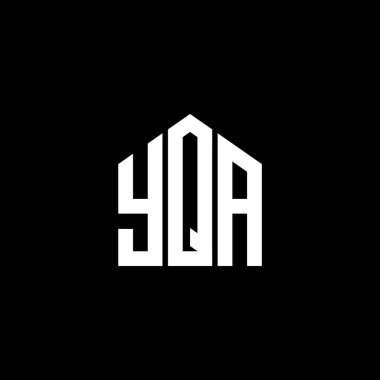 Siyah arka planda YQA harf logosu tasarımı. YQA yaratıcı harflerin baş harfleri logo kavramı. YQA harf tasarımı.