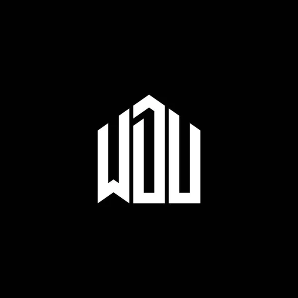 Σχεδιασμός Λογότυπου Γραμμάτων Wdu Μαύρο Φόντο Δημιουργικά Αρχικά Του Wdu — Διανυσματικό Αρχείο