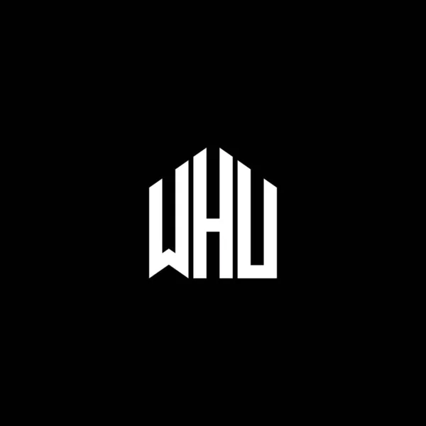 Whu Дизайн Логотипу Чорному Тлі Whu Творчі Ініціали Букви Концепція — стоковий вектор