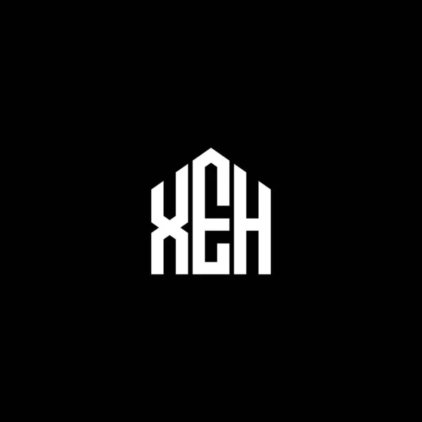 Siyah Arkaplanda Xeh Harf Logosu Tasarımı Xeh Yaratıcı Harflerin Baş — Stok Vektör